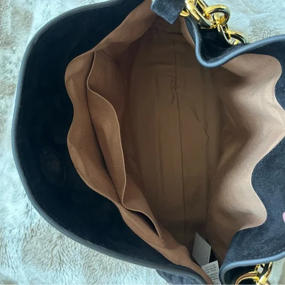 J. Crew Suede Berkeley Bag in black with Gold Chain